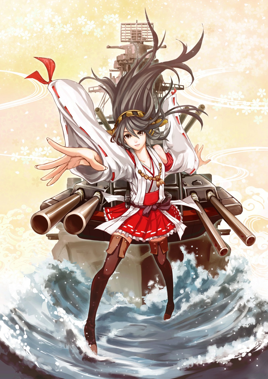 haruna_(kancolle), iyokamioto, japanese_clothes, kantai_collection, thighhighs