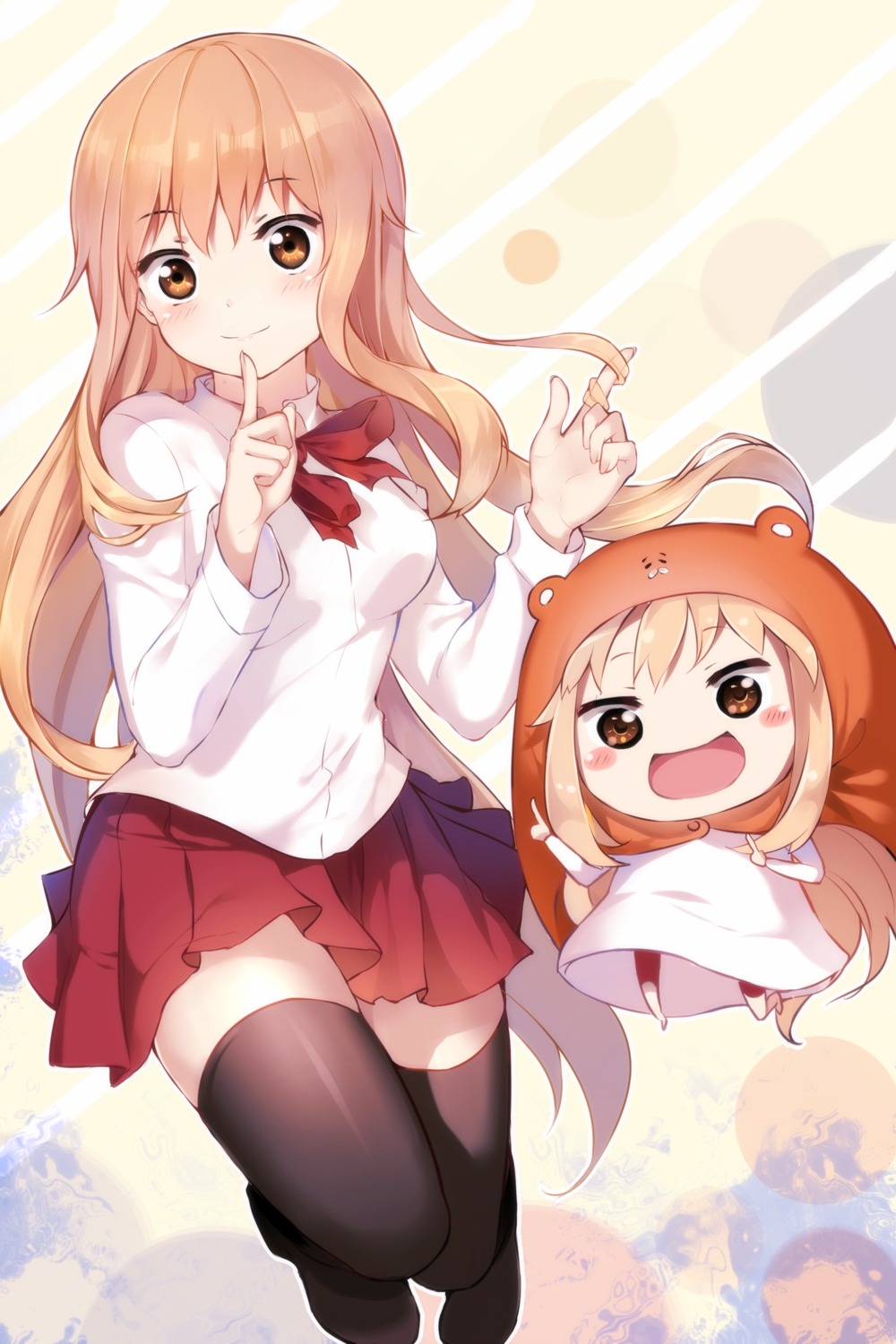 chibi, doma_umaru, dress, himouto!_umaru-chan, qingshui_ai, seifuku, thighhighs