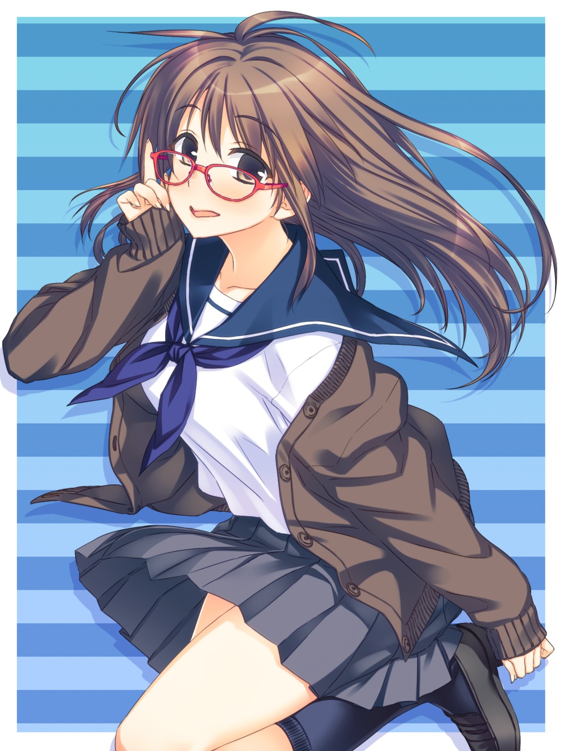 megane, seifuku, sweater, yuuki_keisuke