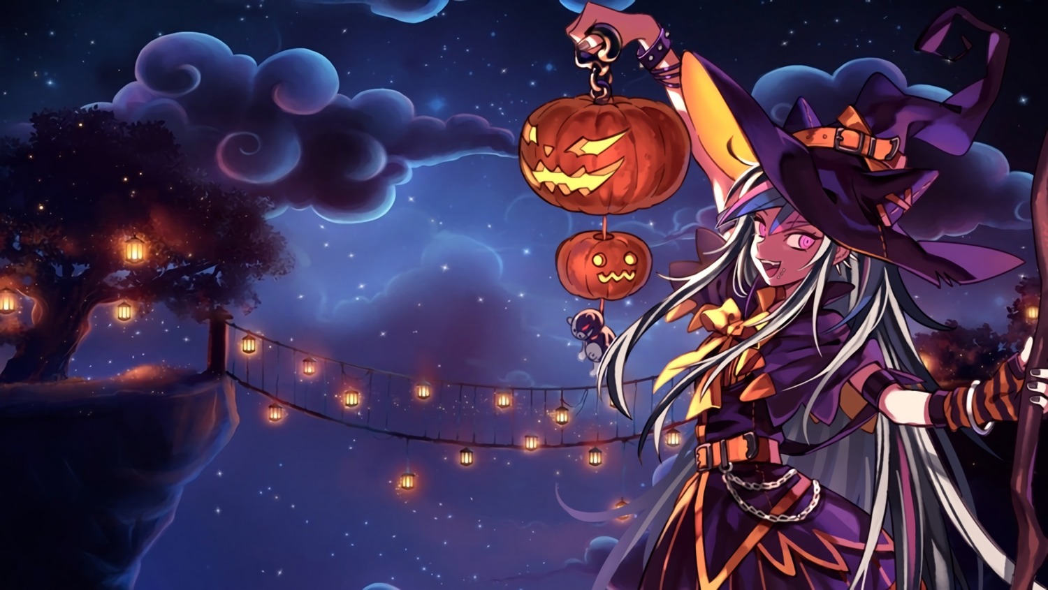 dangan-ronpa, dangan-ronpa_2, dress, halloween, mioda_ibuki, rea9420, wallpaper, witch