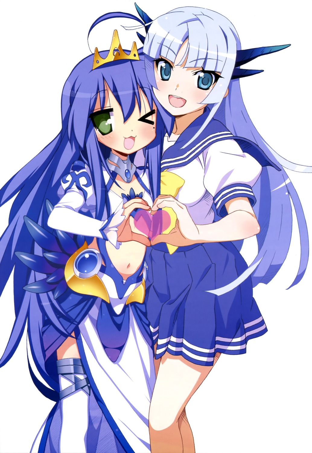 hatsuru_koto_naki_mirai_yori, horns, izumi_konata, lucky_star, seifuku, thighhighs, yoshimizu_kagami, yukikaze_geneblood