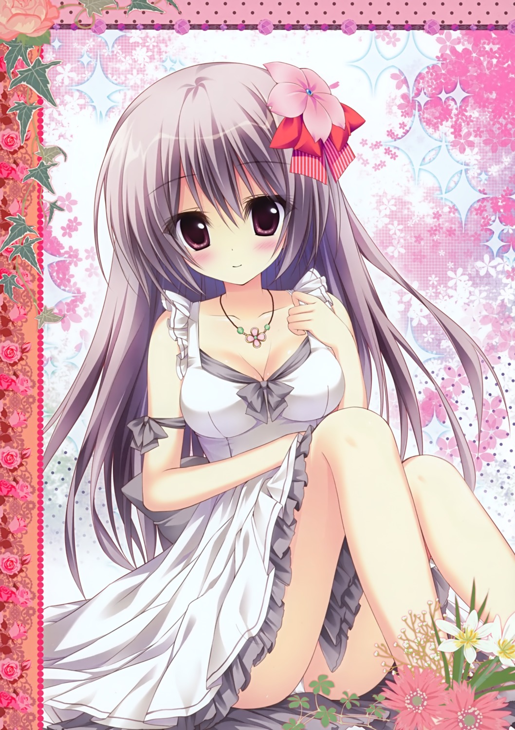 ame_zaiku, cleavage, dress, pantsu, shiramori_yuse