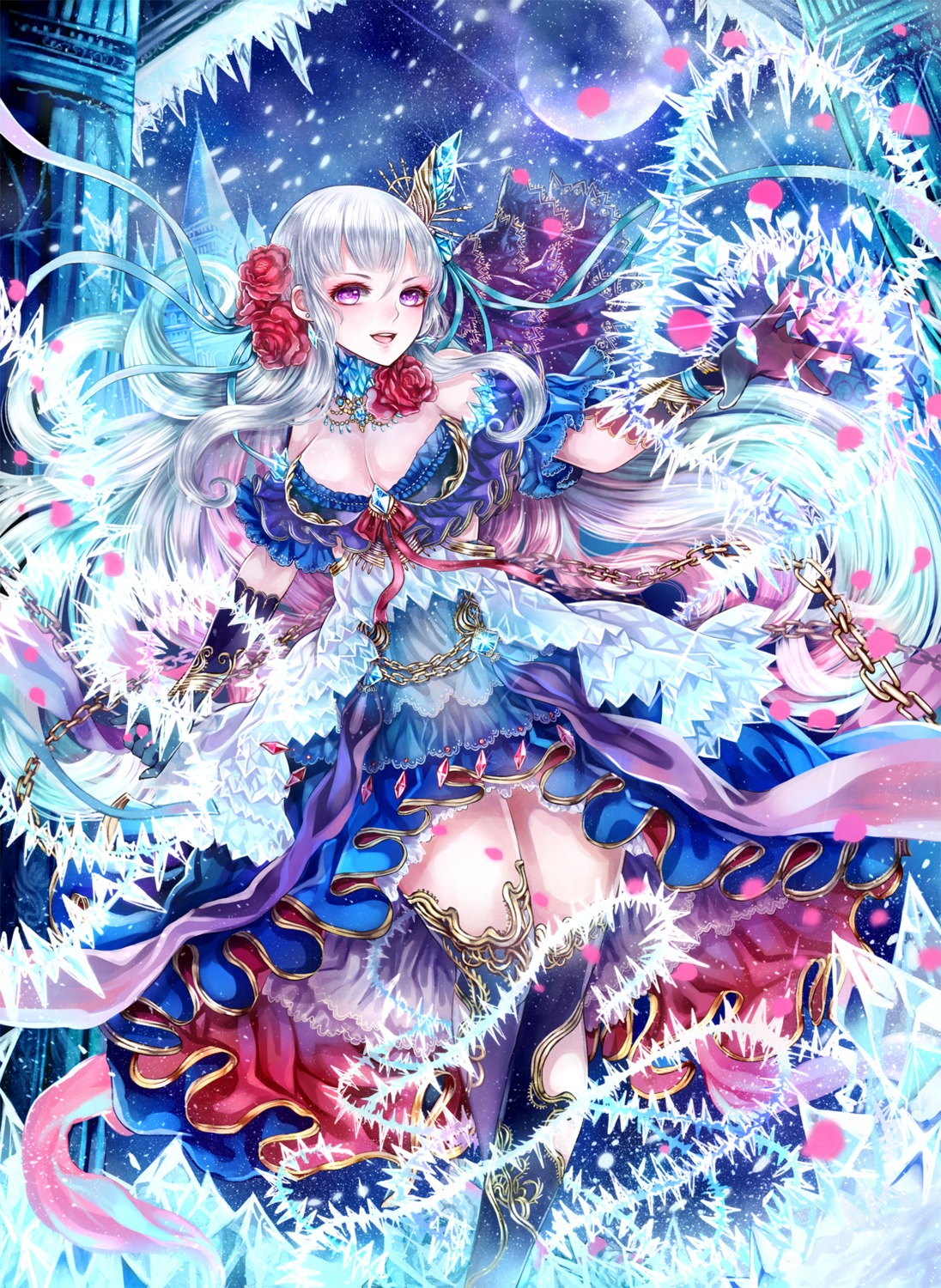 cleavage, dress, haruci, thighhighs