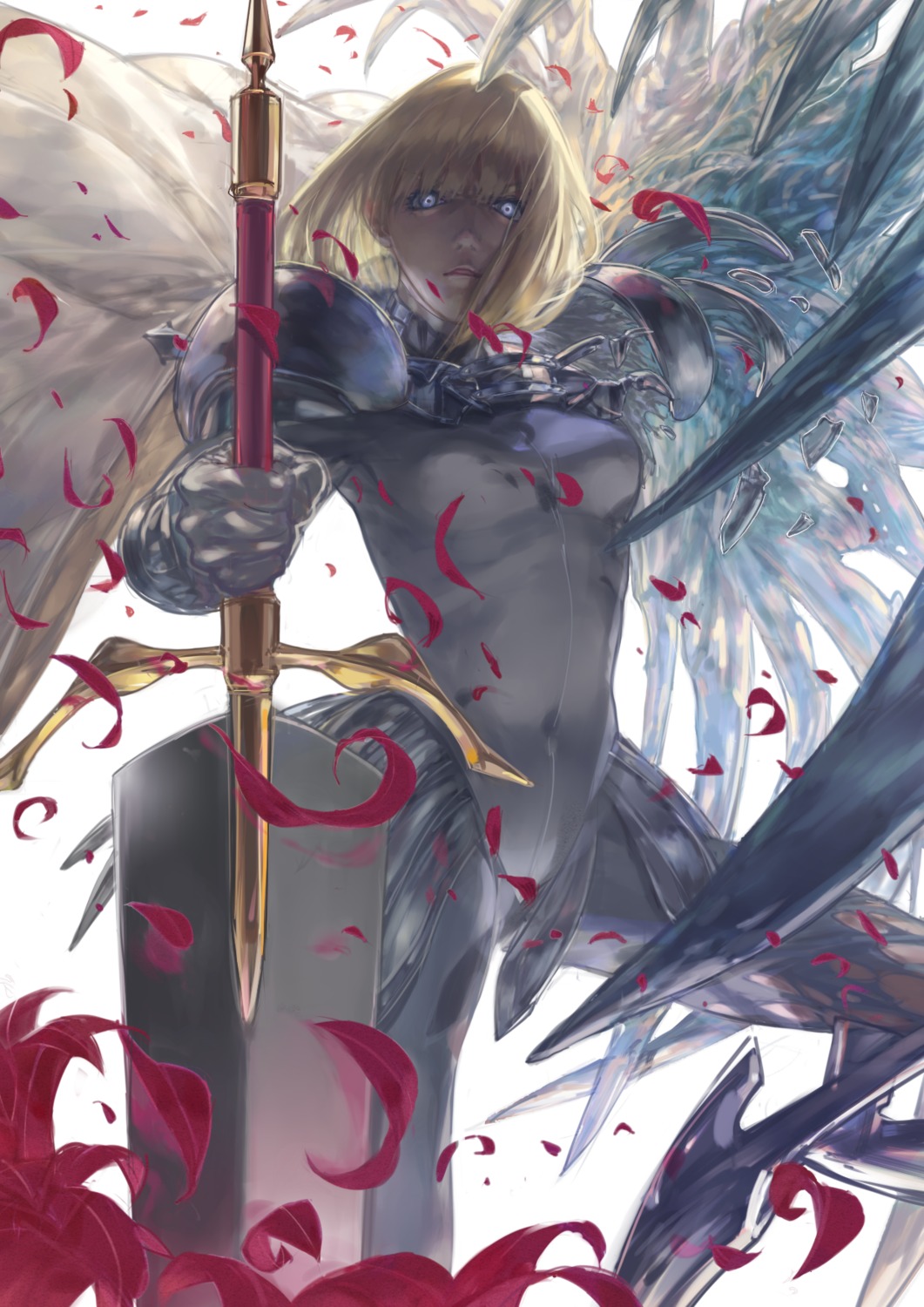 armor, clare, claymore, ene_(ike1001), sword