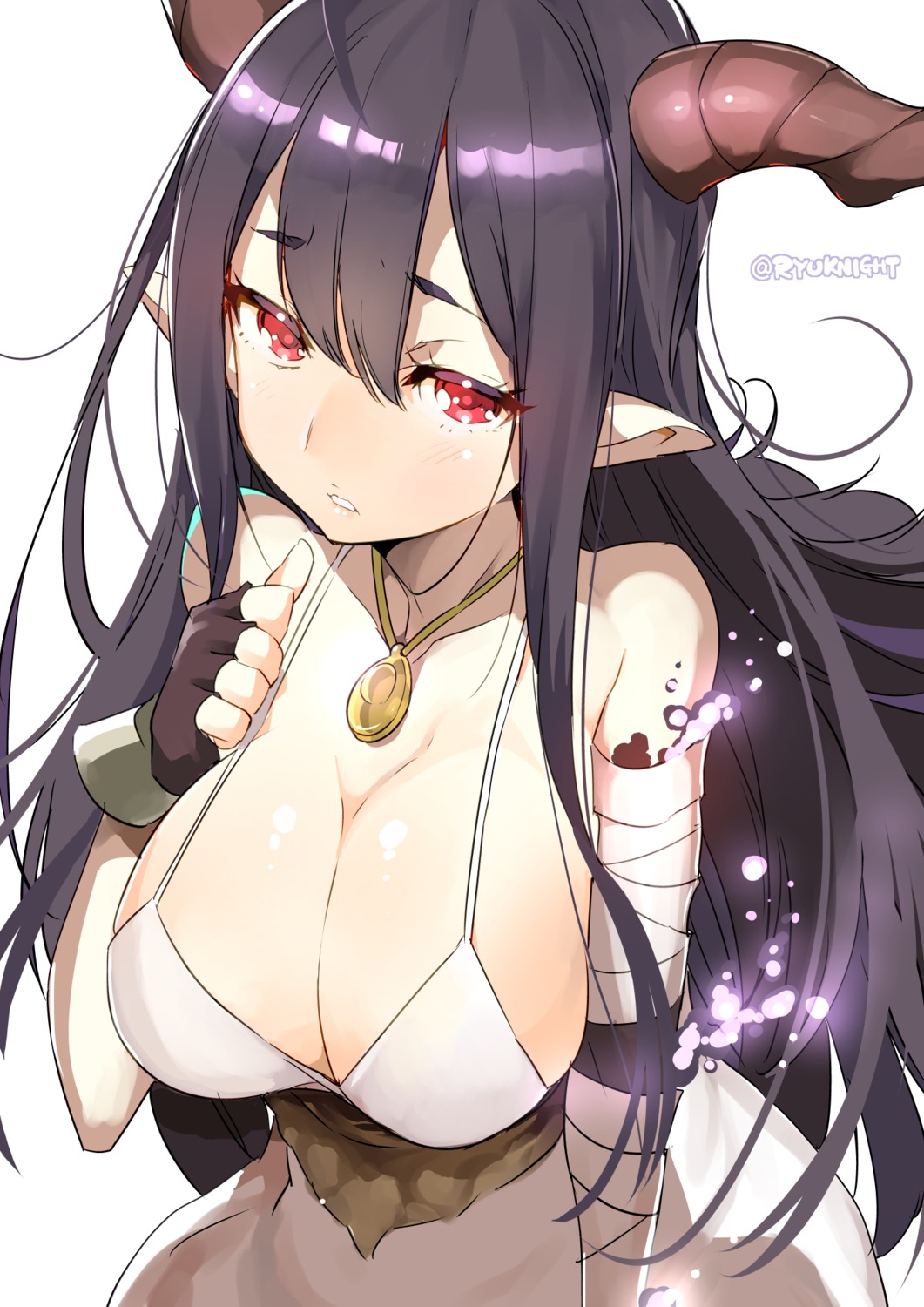 bandages, cleavage, danua, granblue_fantasy, horns, naitou_ryu, pointy_ears