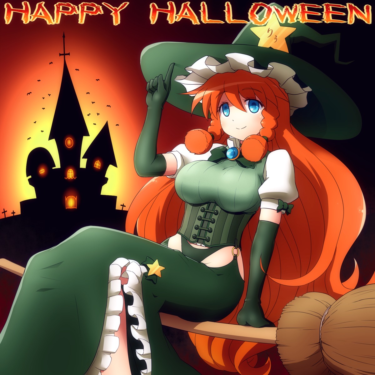 halloween, hong_meiling, pantsu, shirosato, touhou, witch