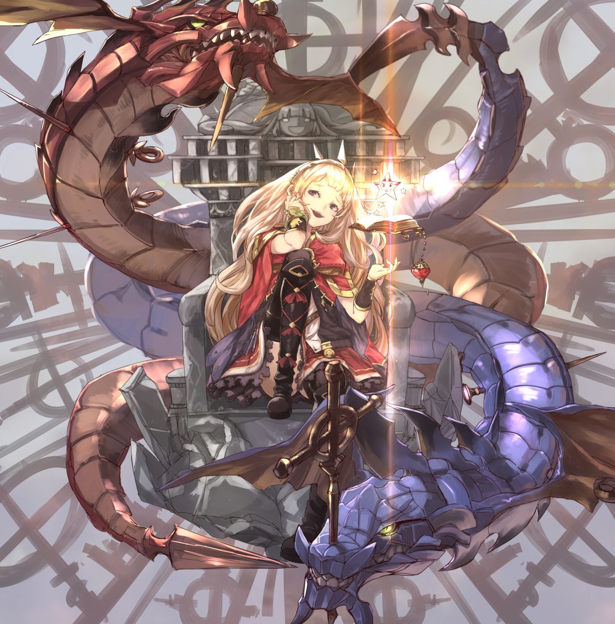 cagliostro_(granblue_fantasy), granblue_fantasy, kumonji_aruto, monster, thighhighs
