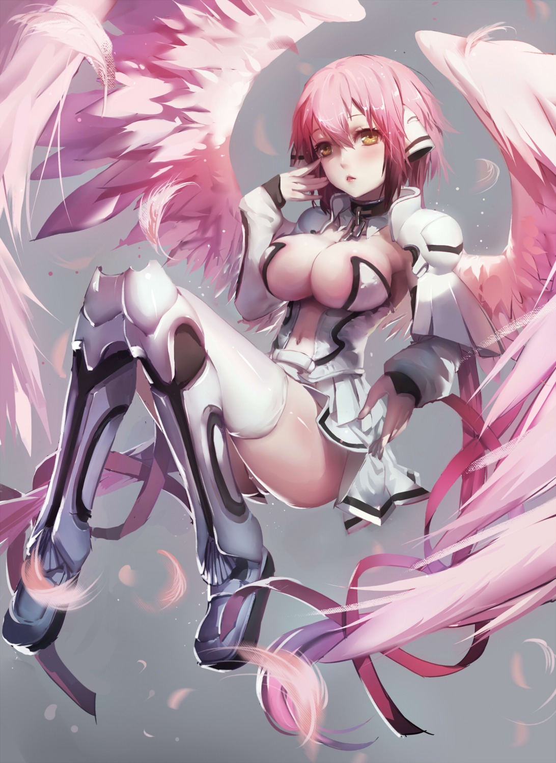 cleavage, ikaros, pantsu, sora_no_otoshimono, thighhighs, wings, yuiko_(yuiko33miao)