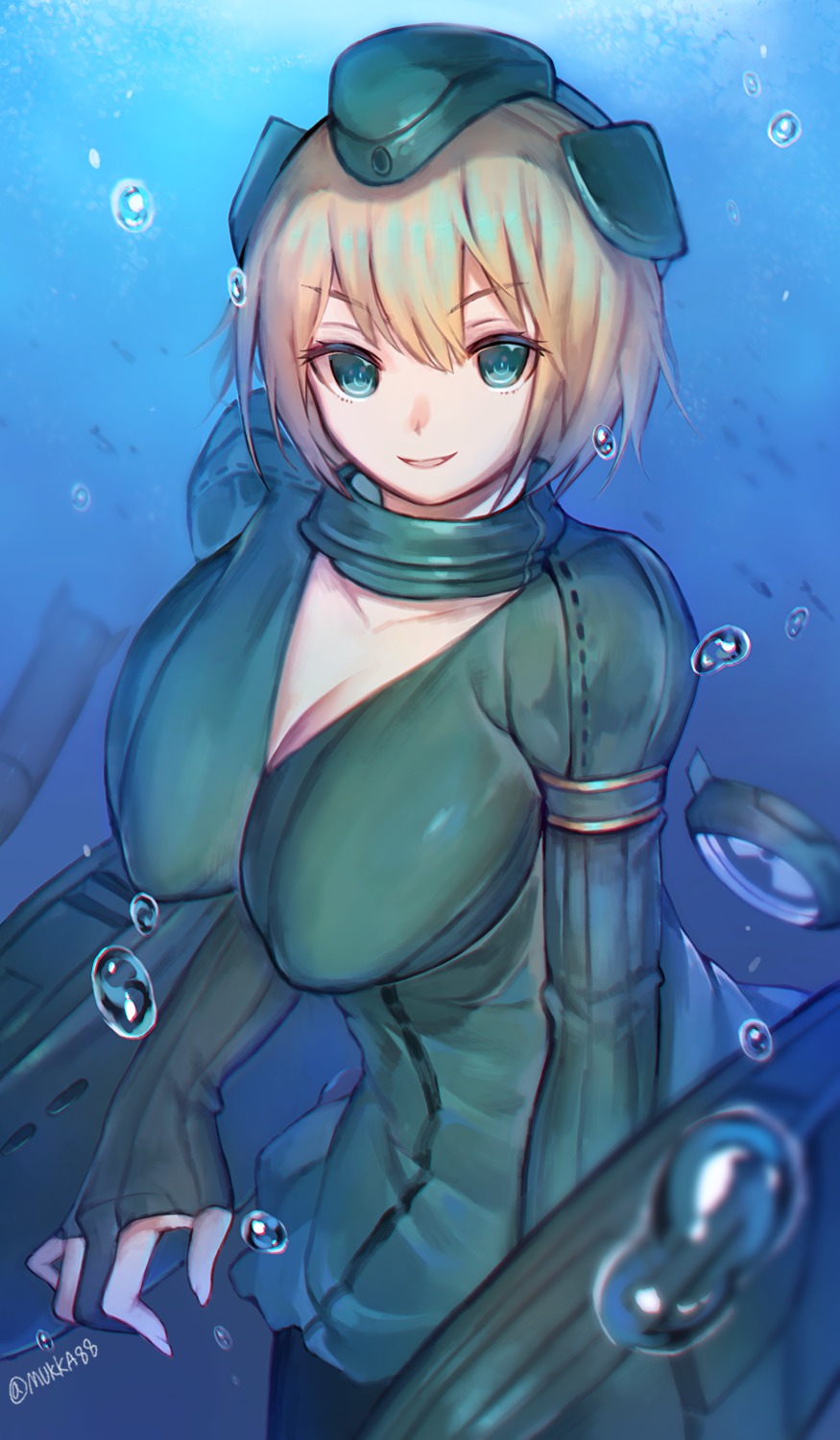 bodysuit, cleavage, kantai_collection, mukka, u-511