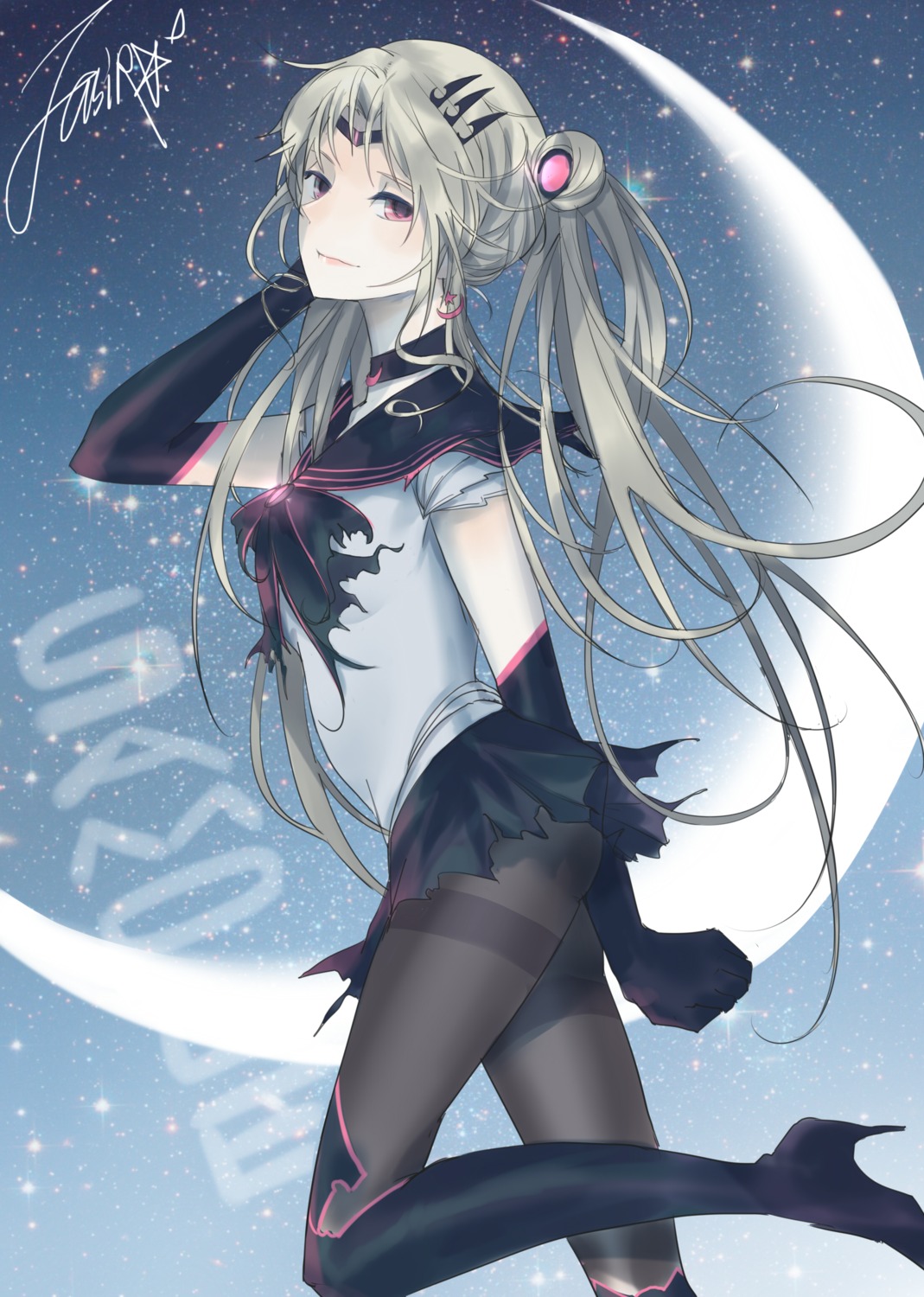 bishoujo_senshi_sailor_moon, heels, messikid, pantyhose, seifuku, torn_clothes, tsukino_usagi