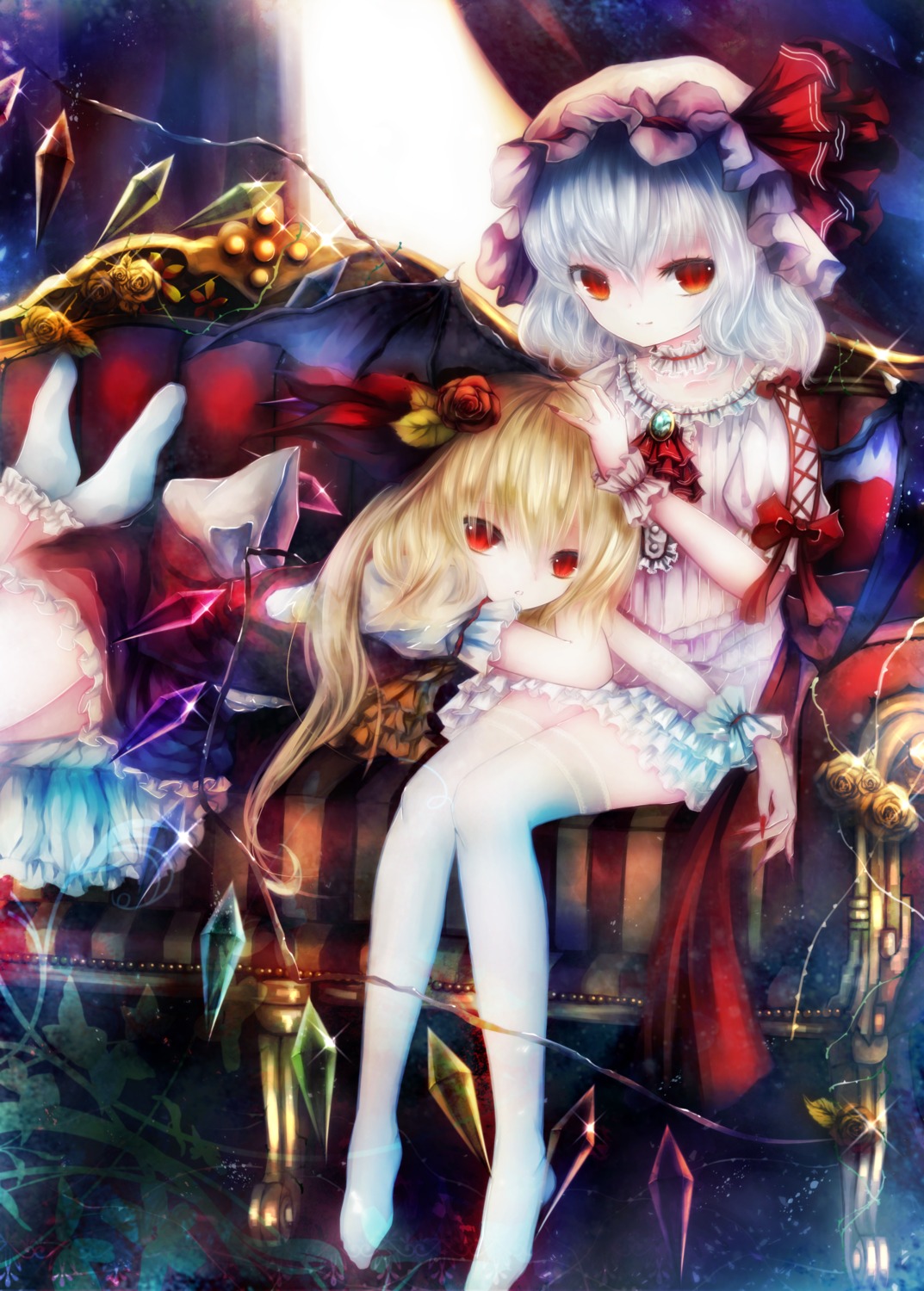 basilis9, flandre_scarlet, remilia_scarlet, thighhighs, touhou, wings