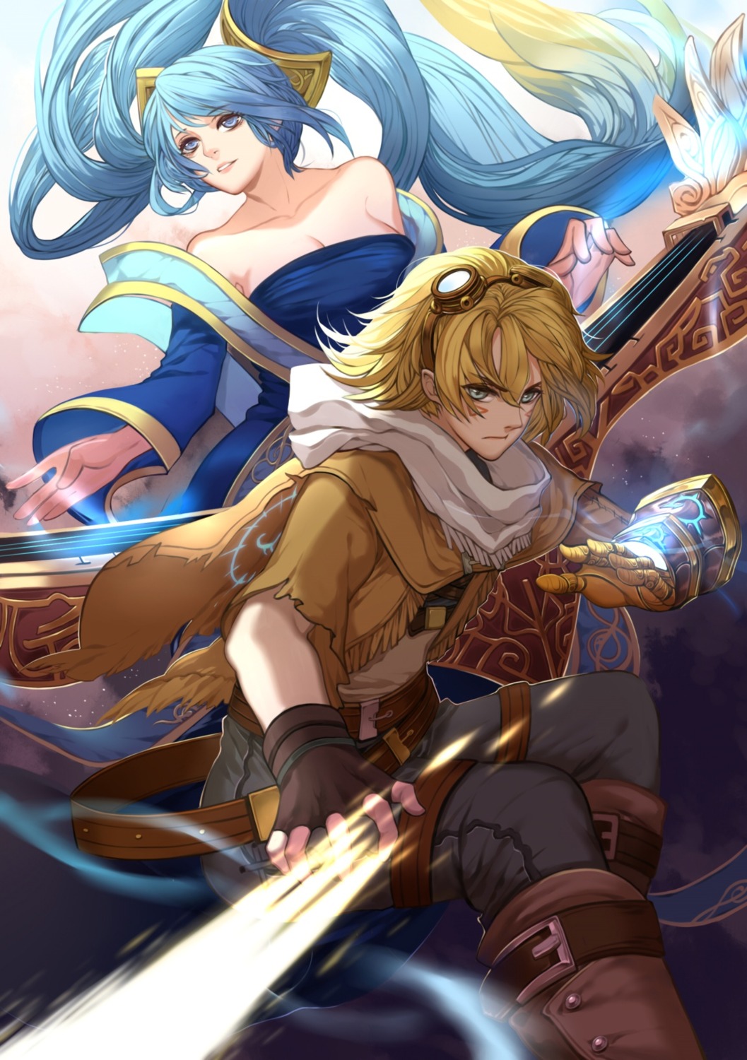 armor, citemer, cleavage, dress, ezreal, league_of_legends, sona_buvelle