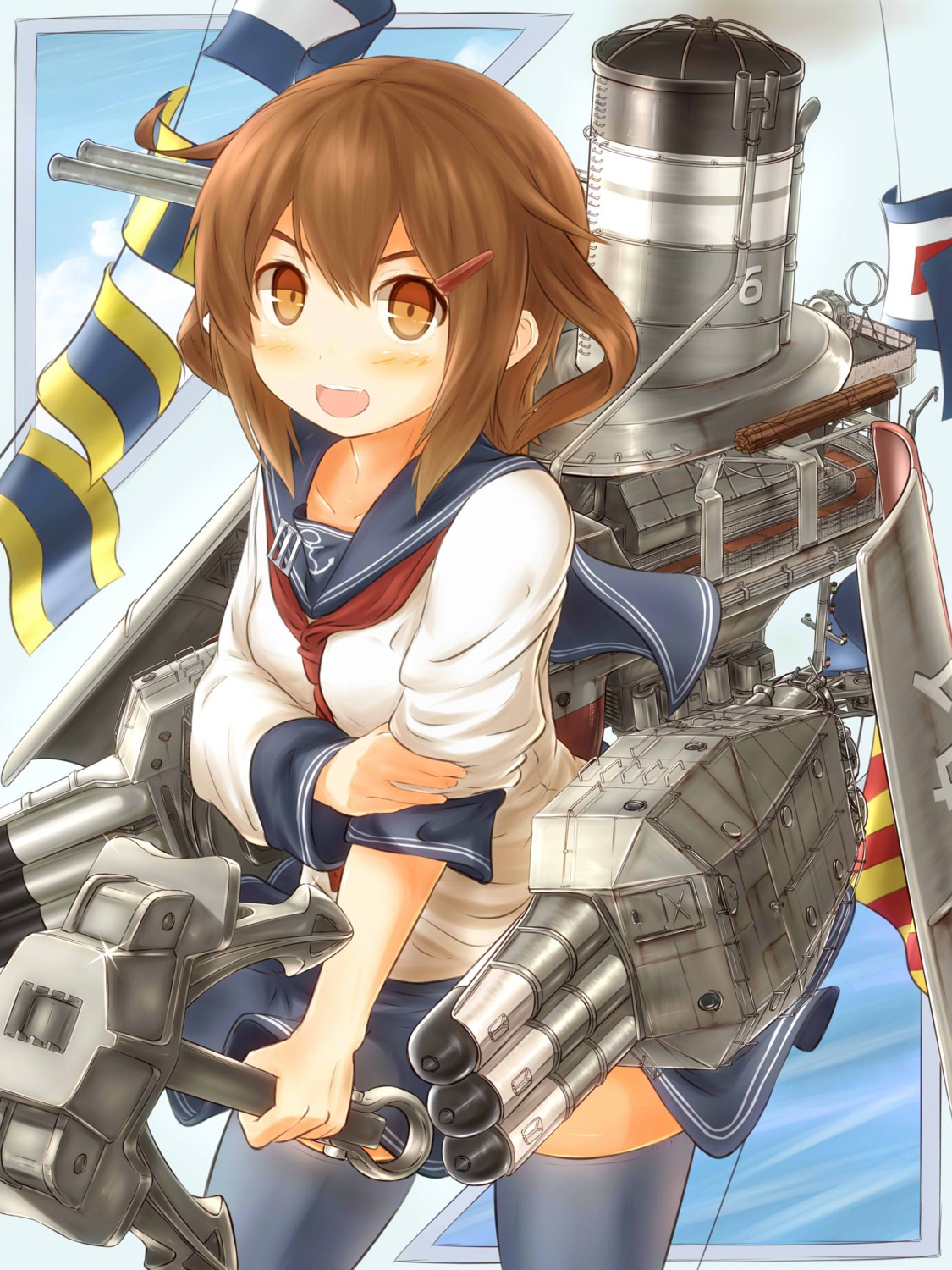 gripen, ikazuchi_(kancolle), kantai_collection, seifuku, thighhighs