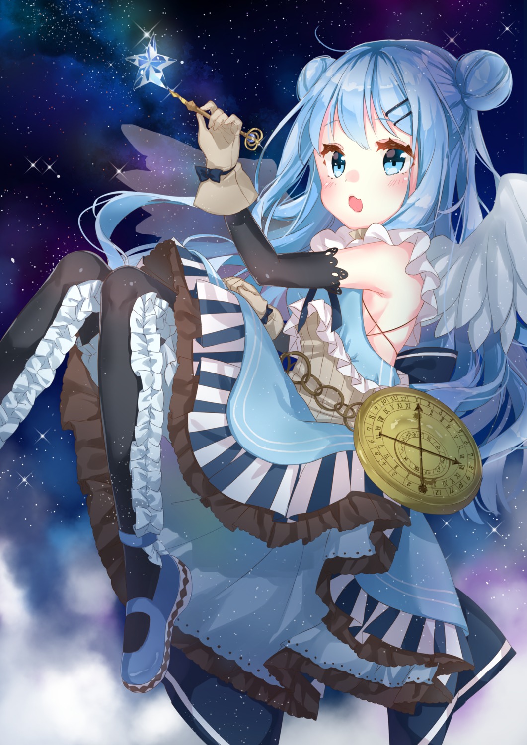 bloomers, dress, jimmy, no_bra, pantyhose, pixiv-tan, wings