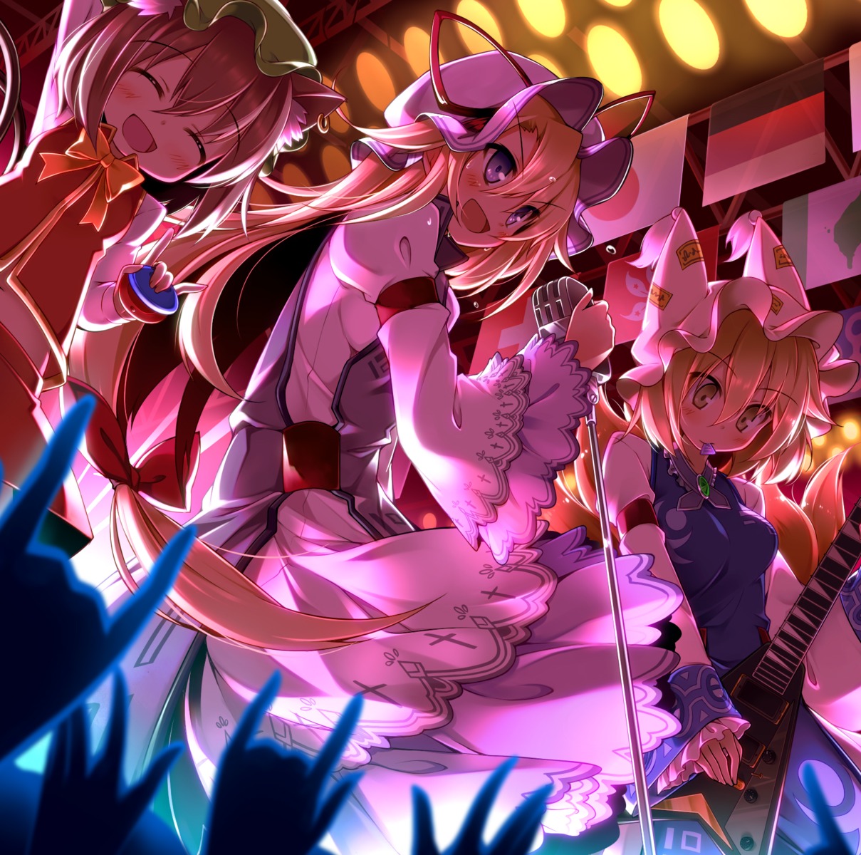 animal_ears, chen, guitar, kitsune, nekomimi, rondo, tail, touhou, yakumo_ran, yakumo_yukari