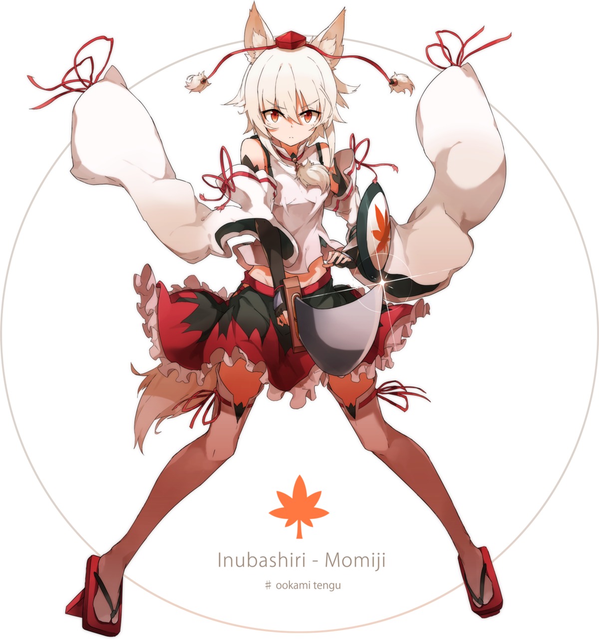 animal_ears, hide448, inubashiri_momiji, sword, tail, thighhighs, touhou