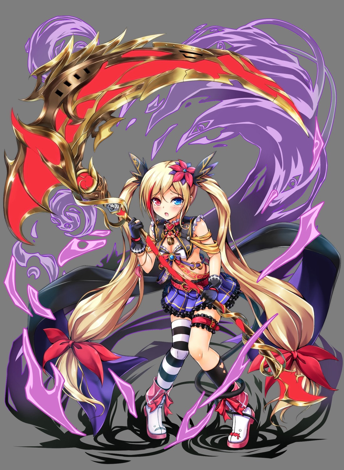 bikini_top, cleavage, garter, heterochromia, mutsuba_fumi, swimsuits, tail, thighhighs