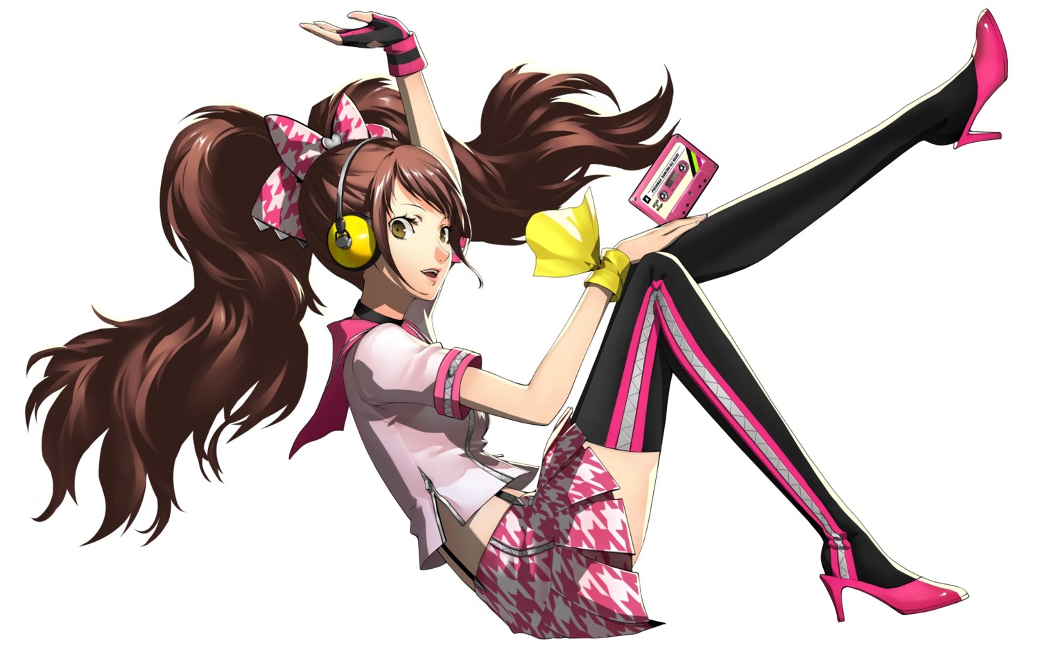 headphones, heels, kujikawa_rise, megaten, persona, persona_4, persona_4:_dancing_all_night, thighhighs