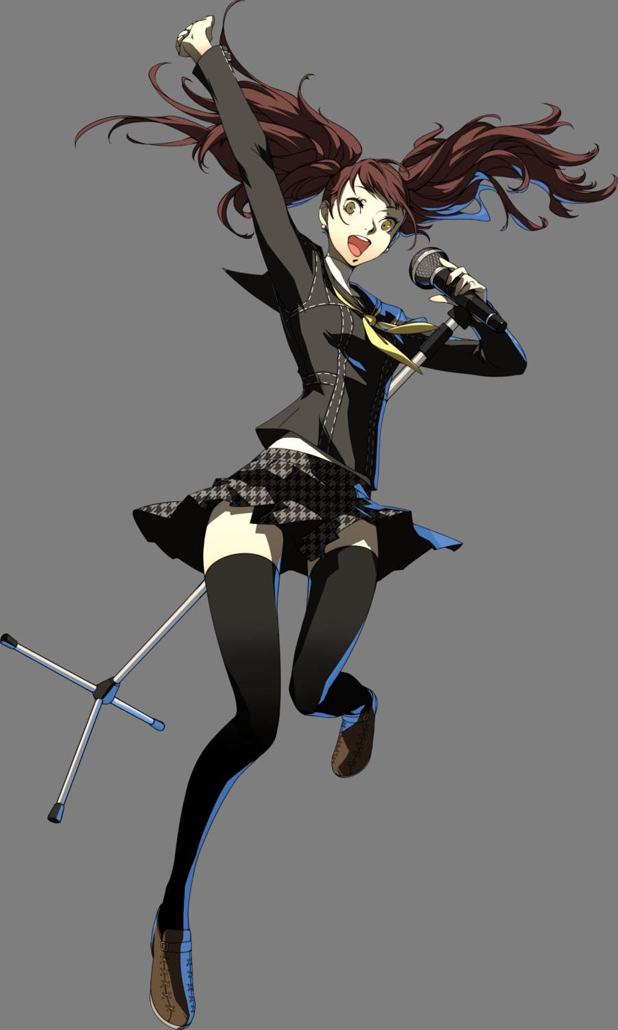 kujikawa_rise, megaten, persona, persona_4, persona_4:_the_ultimate_in_mayonaka_arena, seifuku, soejima_shigenori, thighhighs