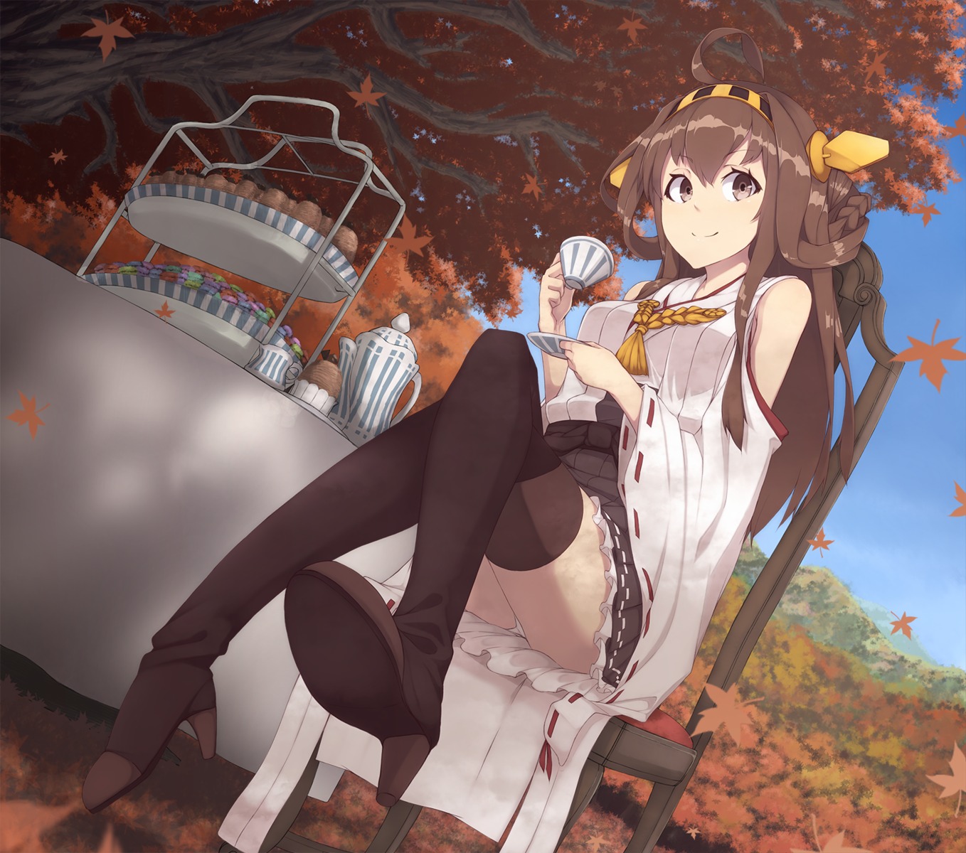 heels, kantai_collection, kongou_(kancolle), mku, pantsu, thighhighs
