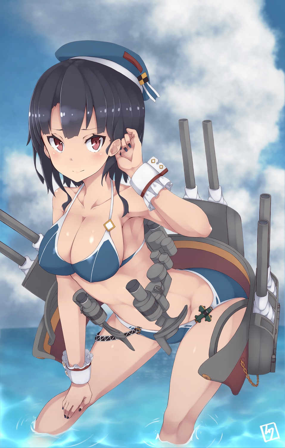 bikini, cleavage, kantai_collection, mku, swimsuits, takao_(kancolle), wet