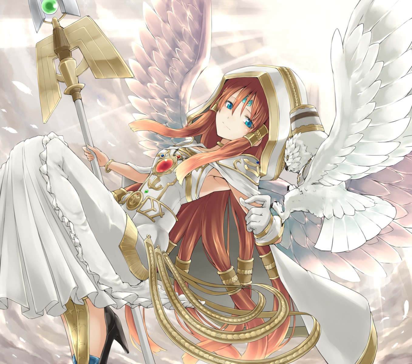 dress, heels, rr_(rr2), weapon, wings, yugioh