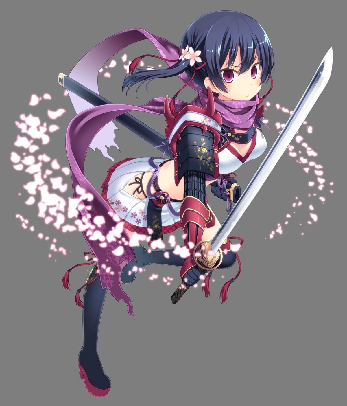 amamiya_minato, armor, cleavage, heels, pantsu, string_panties, sword, thighhighs, transparent_png