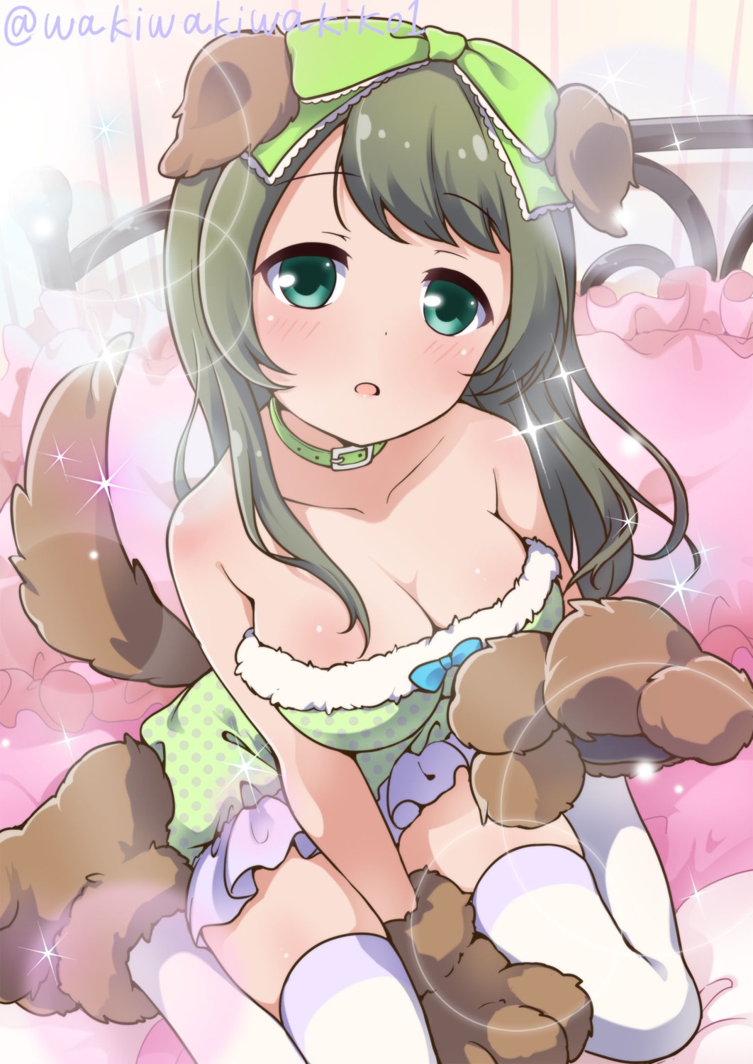 animal_ears, battle_girl_high_school, cleavage, tail, thighhighs, tokiwa_kurumi, waki_(pixiv2609622)