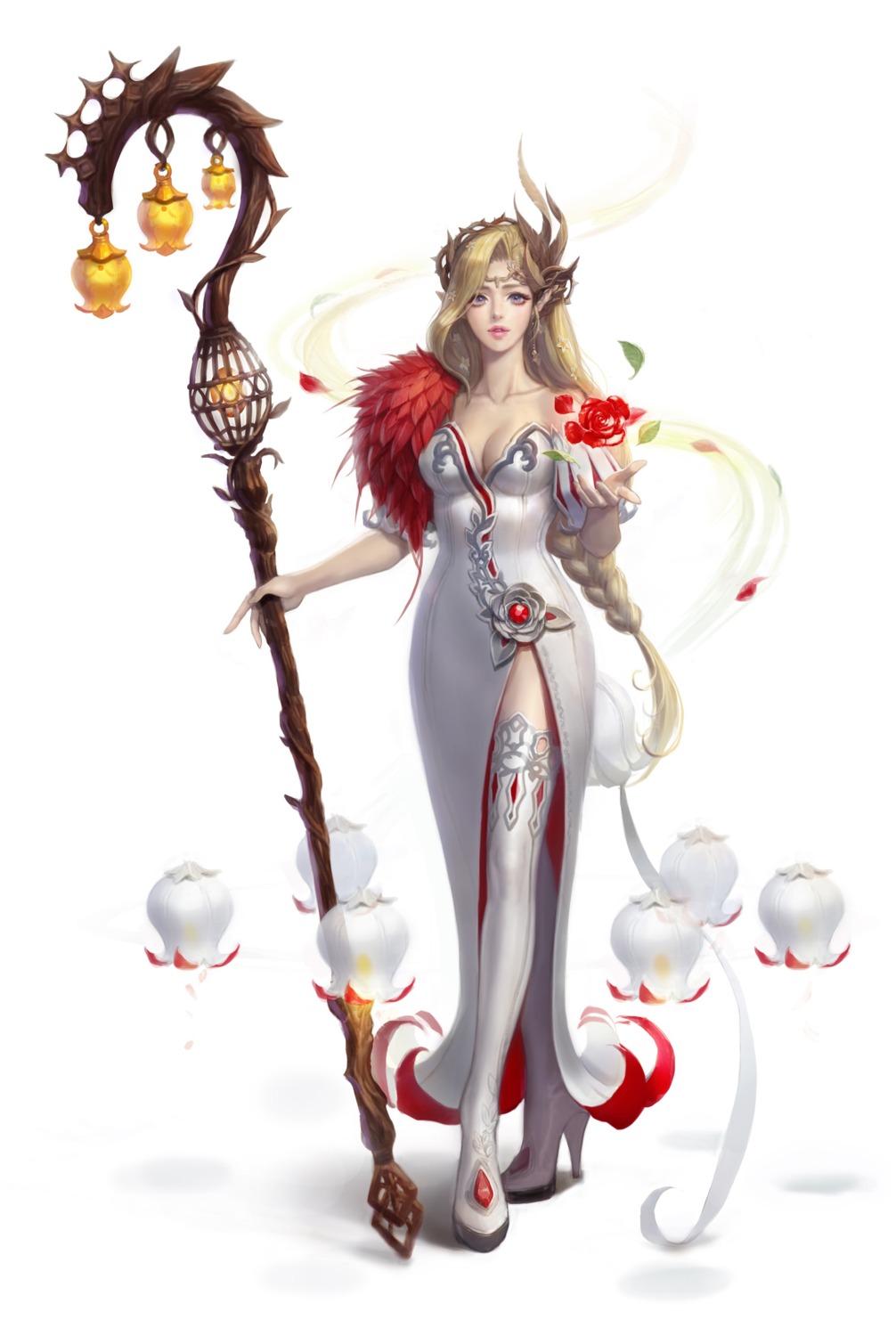 cleavage, dress, heels, monable, thighhighs, weapon