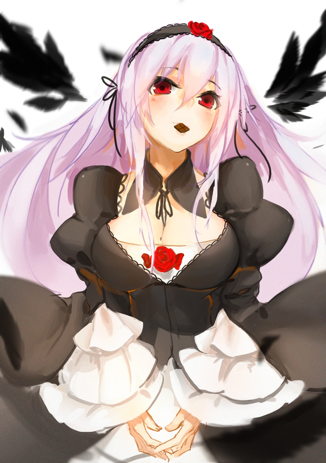 cleavage, dress, gothic_lolita, lolita_fashion, orokanahime, rozen_maiden, suigintou, wings