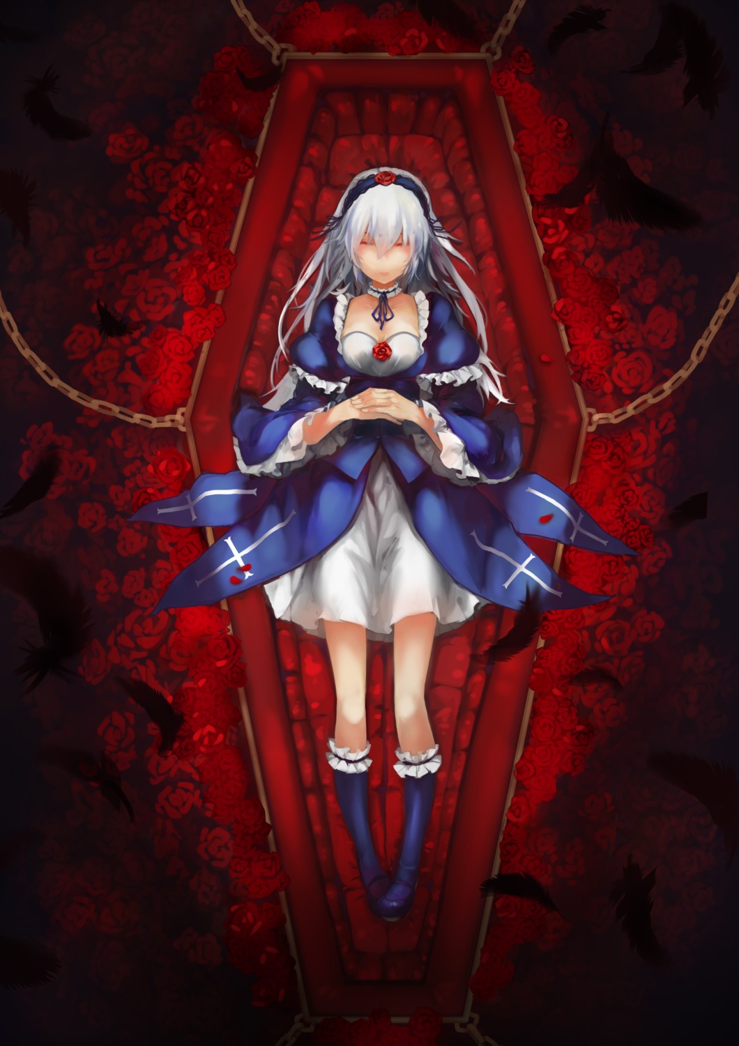 cleavage, dress, gothic_lolita, lolita_fashion, orokanahime, rozen_maiden, suigintou