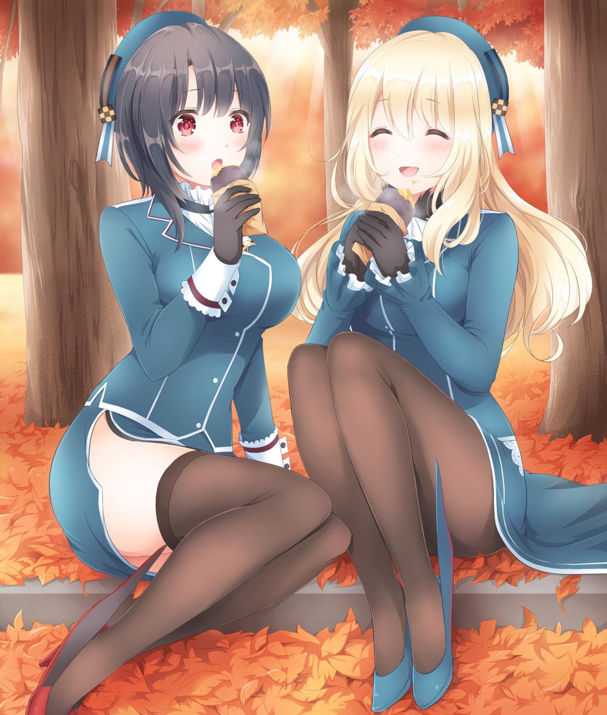 atago_(kancolle), heels, kantai_collection, nanairo_fuuka, pantyhose, stockings, takao_(kancolle), thighhighs