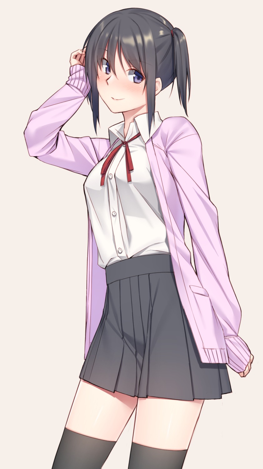 mikazuchi_zeus, seifuku, sweater, thighhighs