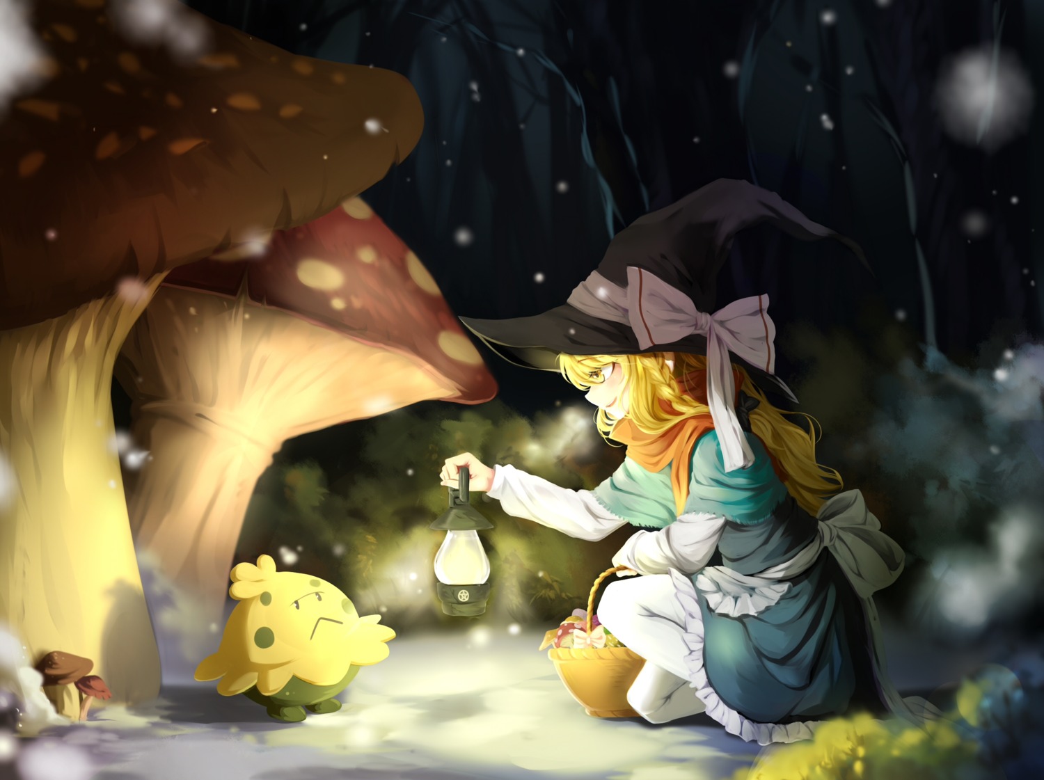 kirisame_marisa, pantyhose, pokemon, shroomish, tendo_(zhazhatiantong), touhou, witch