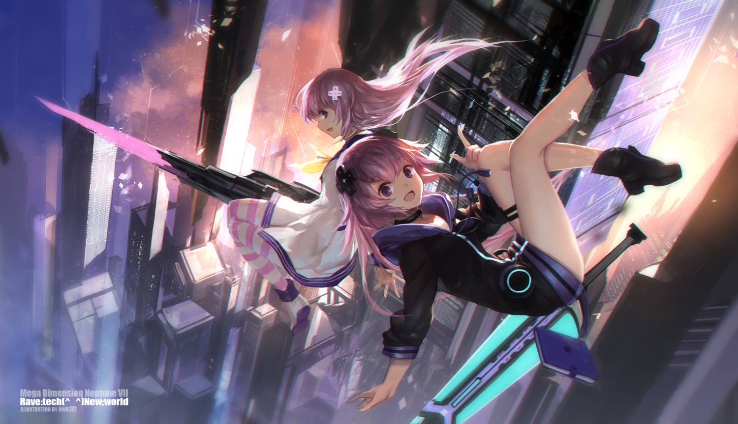 heels, nepgear, neptune, neptune_(shinjigen_game_neptune_vii), seifuku, shinjigen_game_neptune_vii, swd3e2, sword