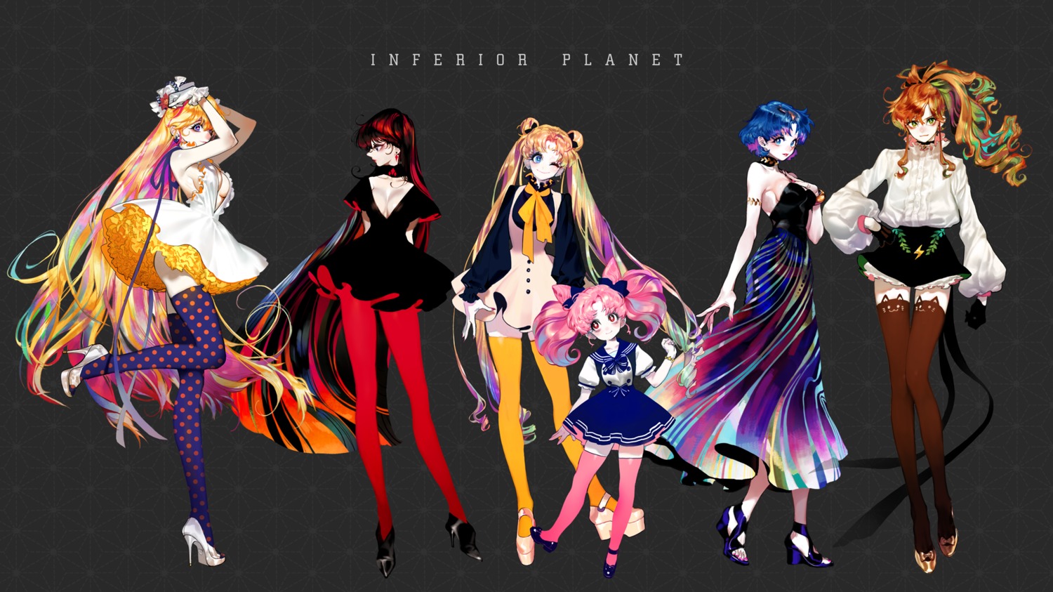 aino_minako, bishoujo_senshi_sailor_moon, chibiusa, cleavage, dress, heels, hino_rei, kino_makoto