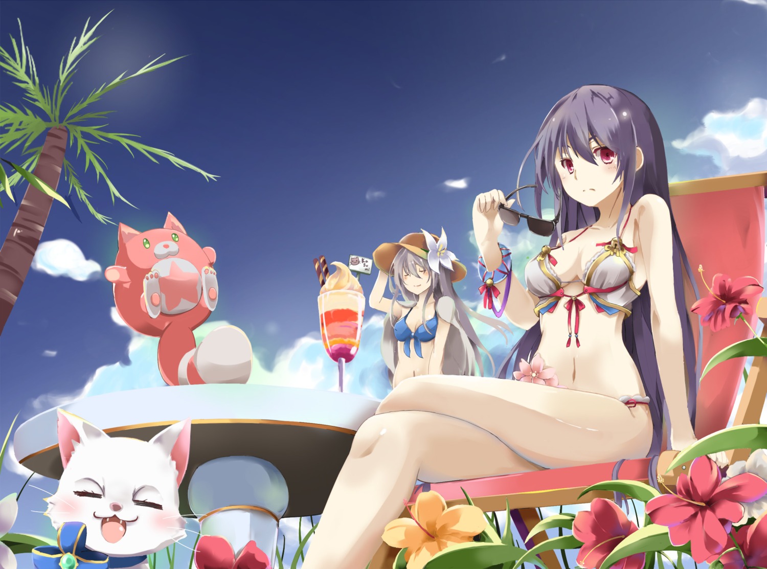 araragimura_udonya, bikini, cleavage, megane, neko, shironeko_project, swimsuits