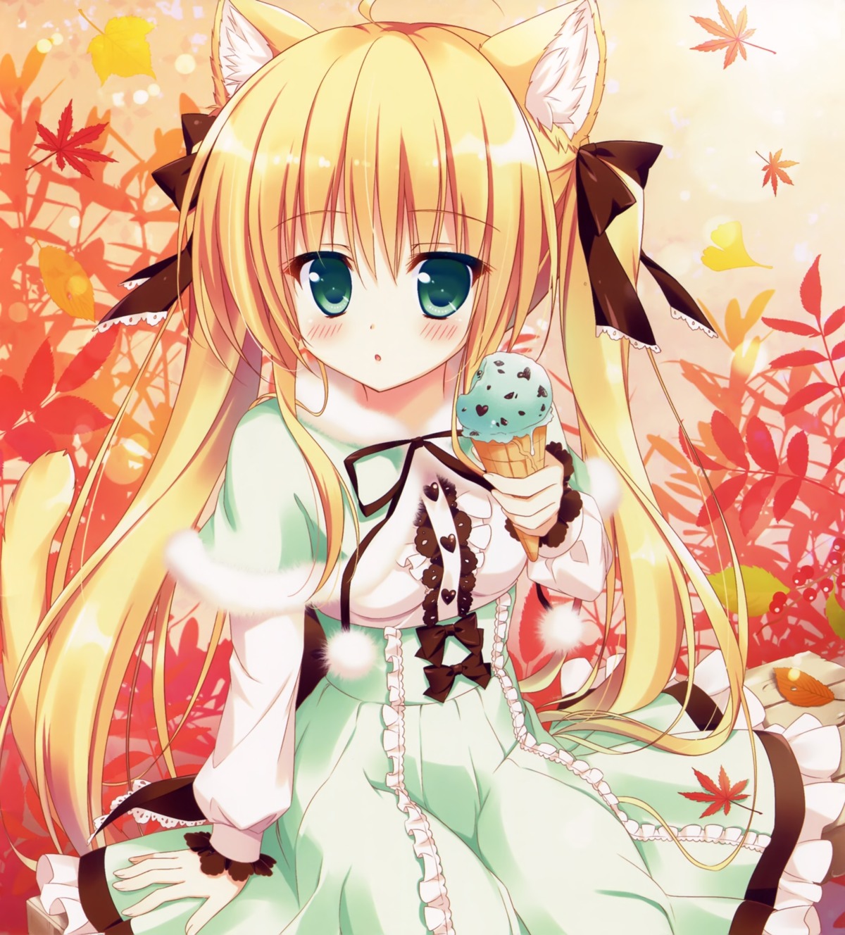 ame_nochi_yuki, ameto_yuki, animal_ears, choco_mint_(ameto_yuki), dress, nekomimi