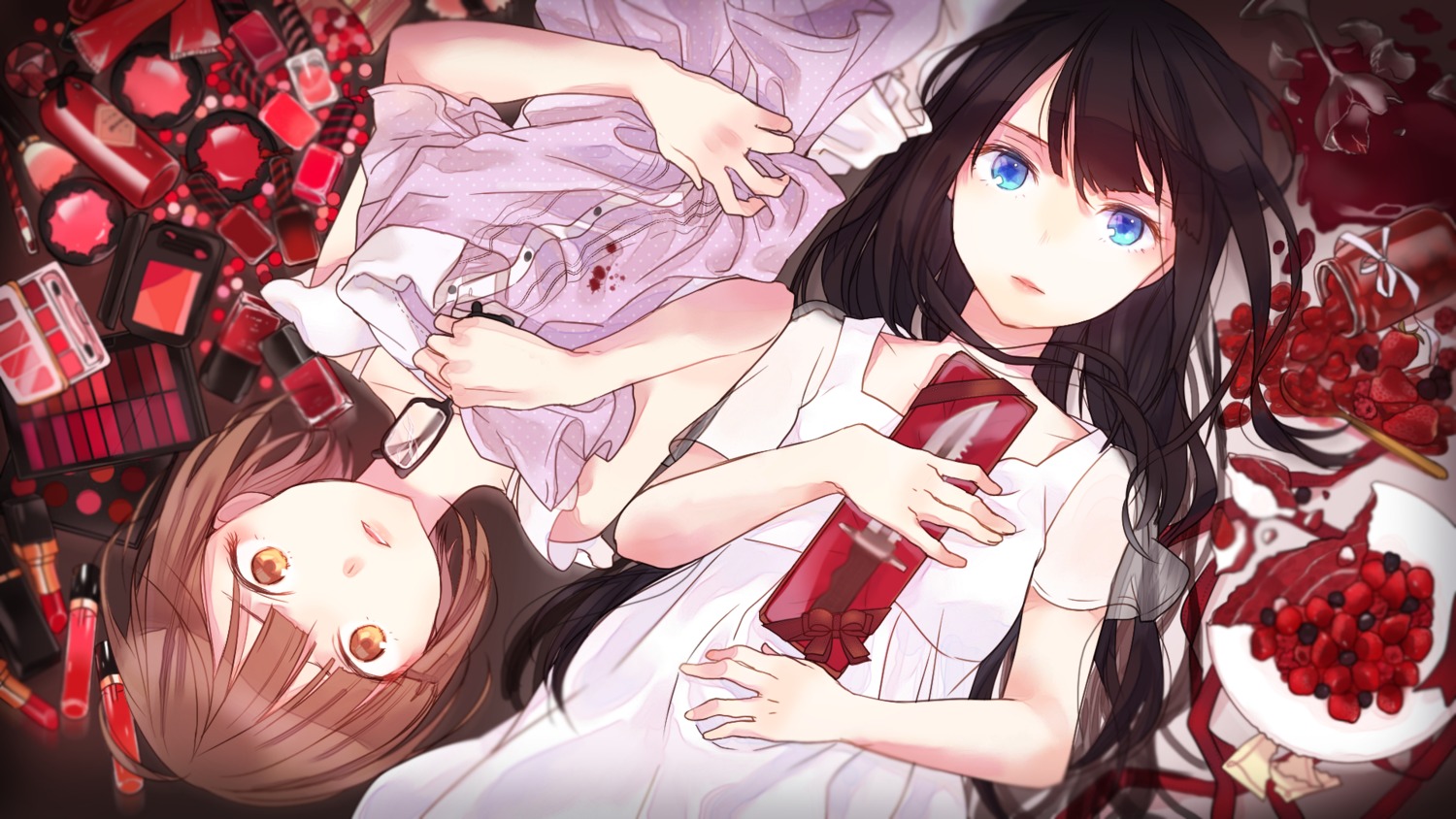 amattle, blood, dress, magata_shiki, megane, nishinosono_moe, see_through, subete_ga_f_ni_naru:the_perfect_insider