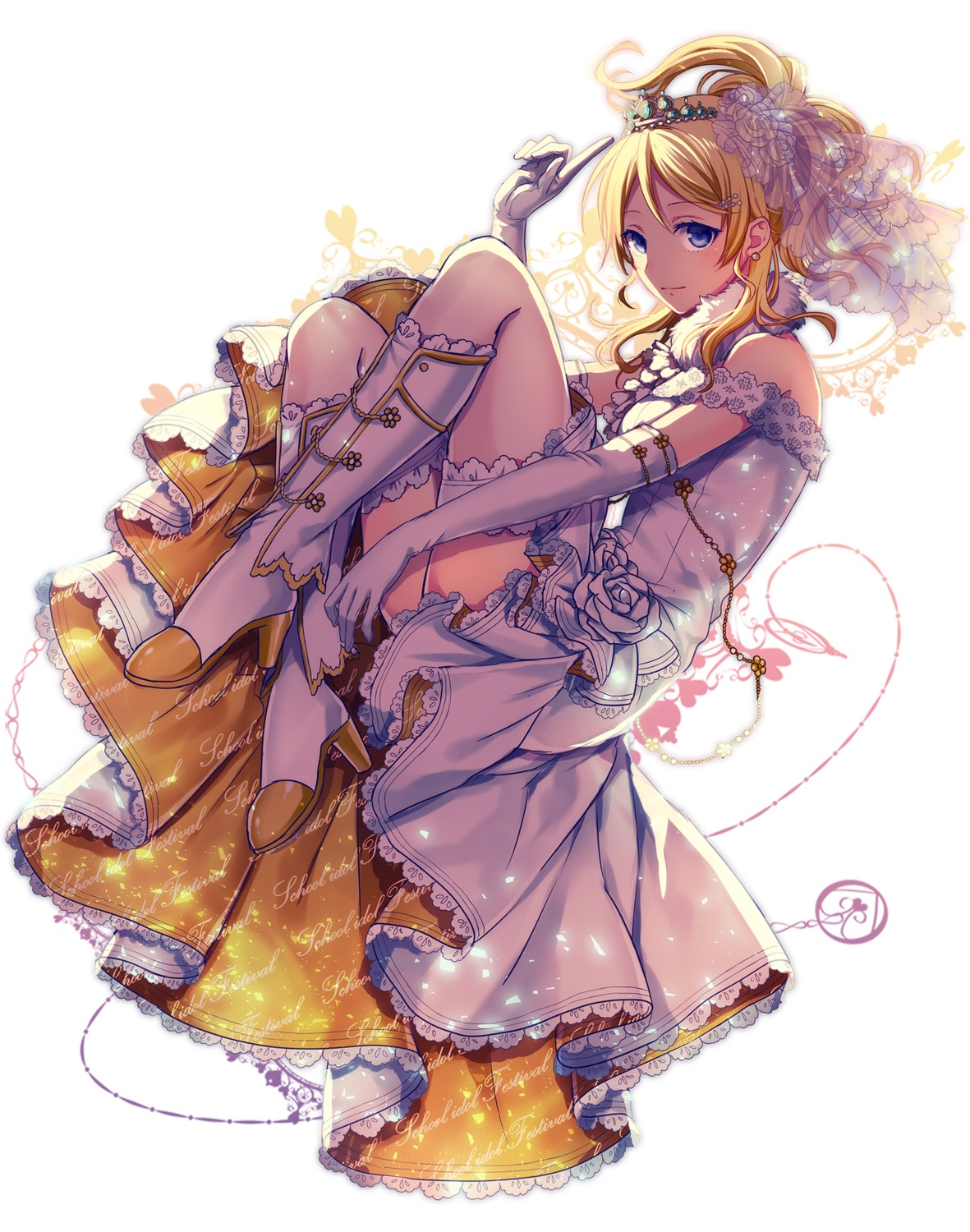 ayase_eli, dress, heels, love_live!, love_live!_(series), ono_(0_no), thighhighs