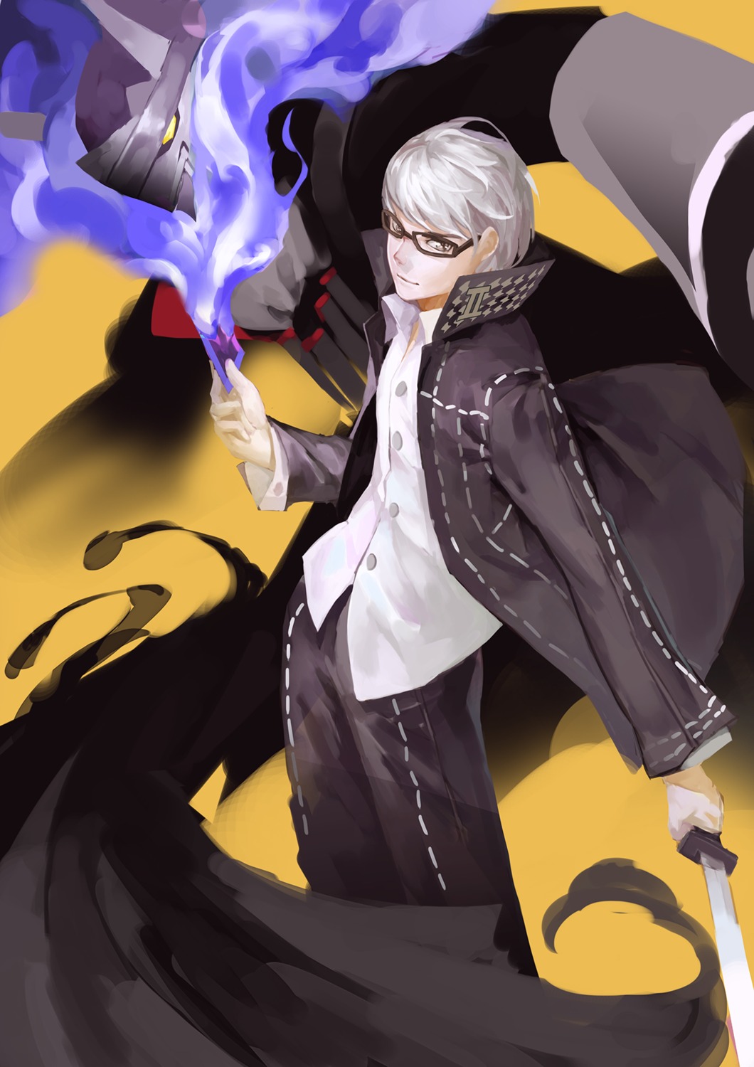 atorosu, male, megane, megaten, narukami_yuu, persona, persona_4, sword