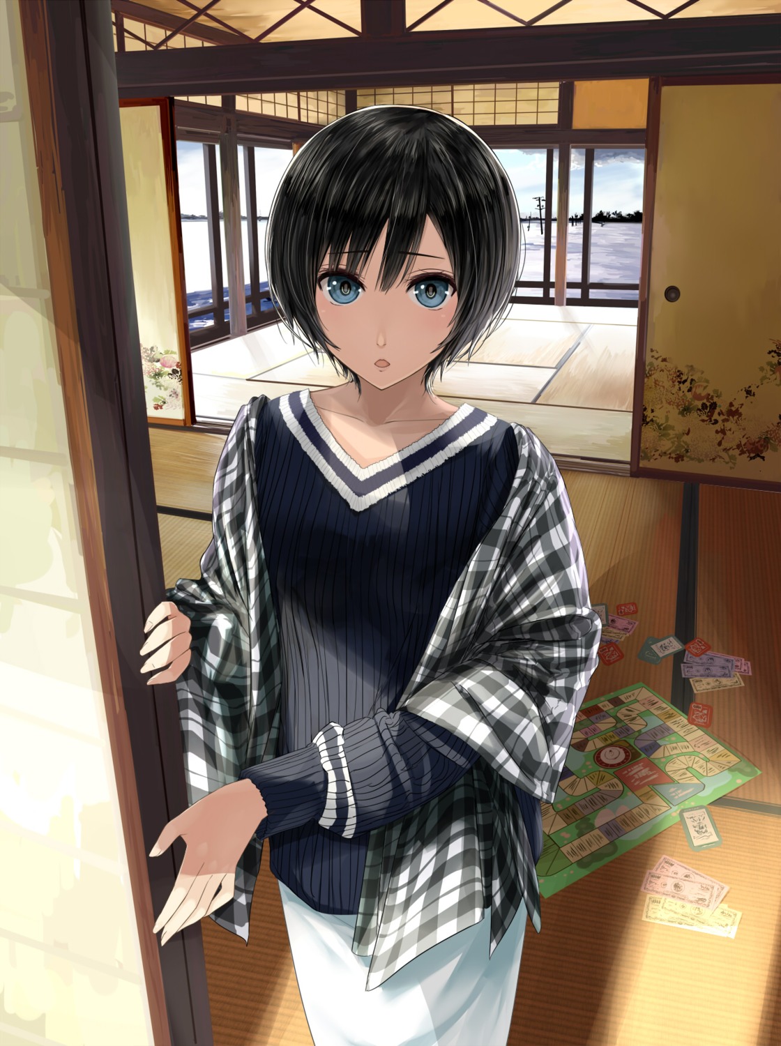 haunted_campus, mikipuruun_no_naegi, nada_koyomi, open_shirt, sweater