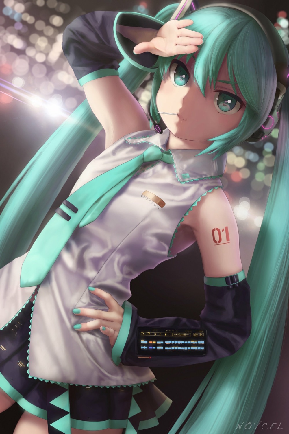 hatsune_miku, headphones, novcel, tattoo, vocaloid