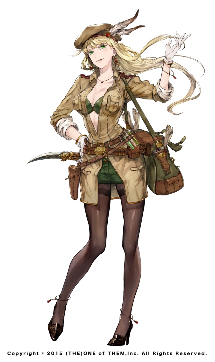 bikini_top, cleavage, heels, nanase_miri, open_shirt, pantyhose, swimsuits, weapon