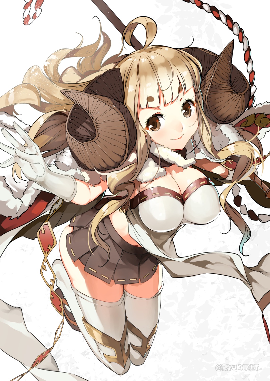anira_(granblue_fantasy), cleavage, granblue_fantasy, horns, naitou_ryu, thighhighs