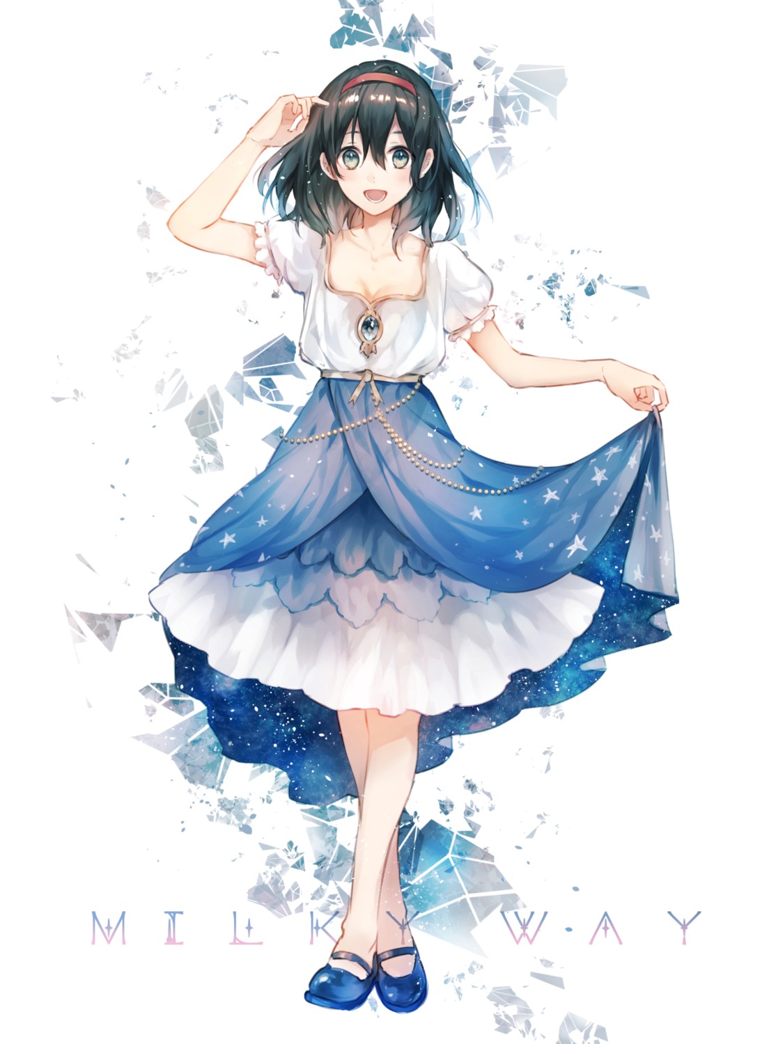 cleavage, dress, hanagata, skirt_lift