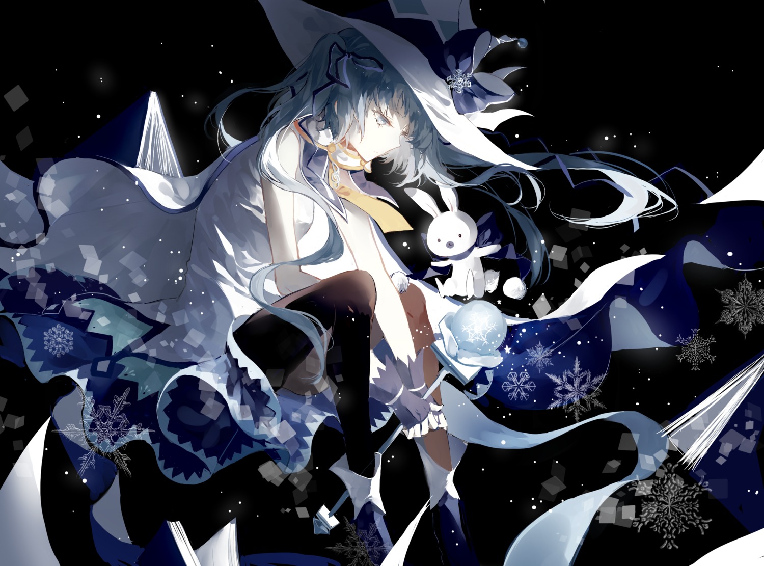 cui_(jidanhaidaitang), hatsune_miku, thighhighs, vocaloid, witch, yuki_miku