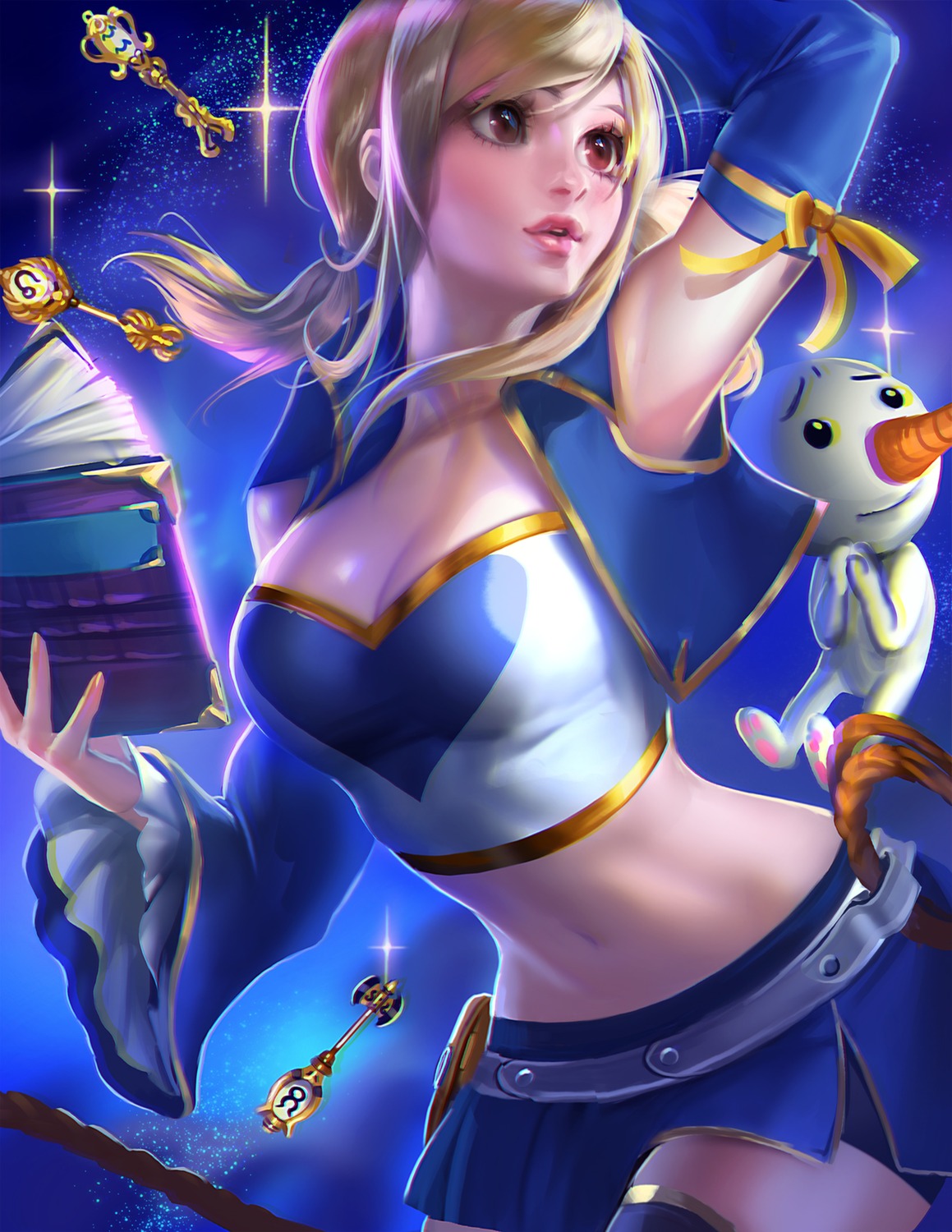 cleavage, fairy_tail, lucy_heartfilia, plue, sakimichan