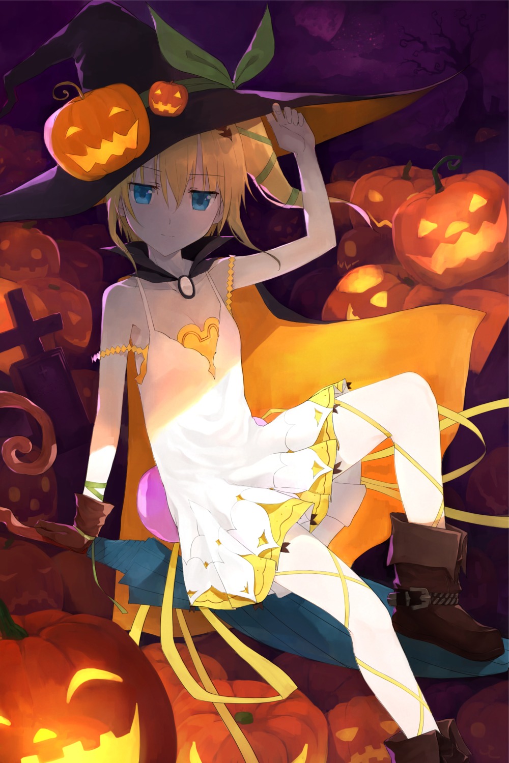 akitaka_akita, cleavage, dress, edna, halloween, tales_of, tales_of_zestiria, witch