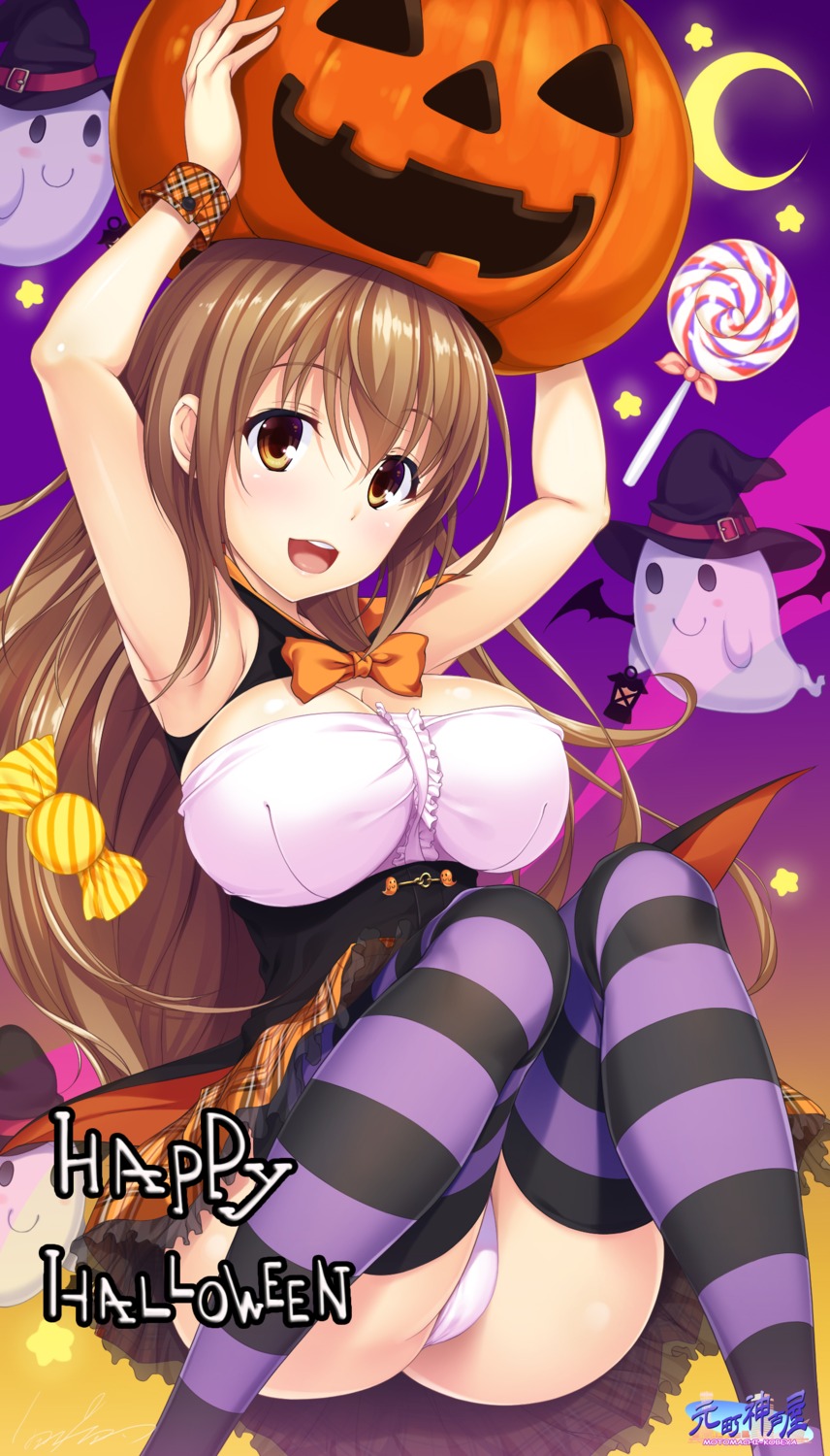 cleavage, halloween, hozumi_kaoru, pantsu, thighhighs